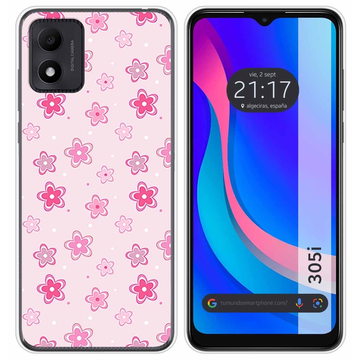 Funda Silicona para TCL 305i diseño Flores Dibujos