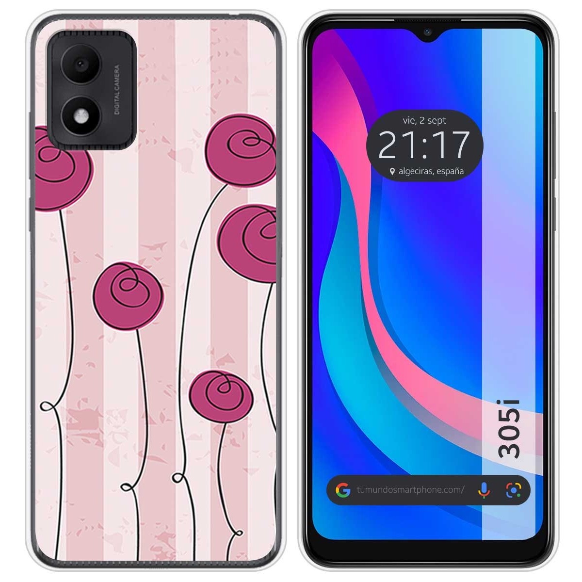 Funda Silicona para TCL 305i diseño Flores Vintage Dibujos
