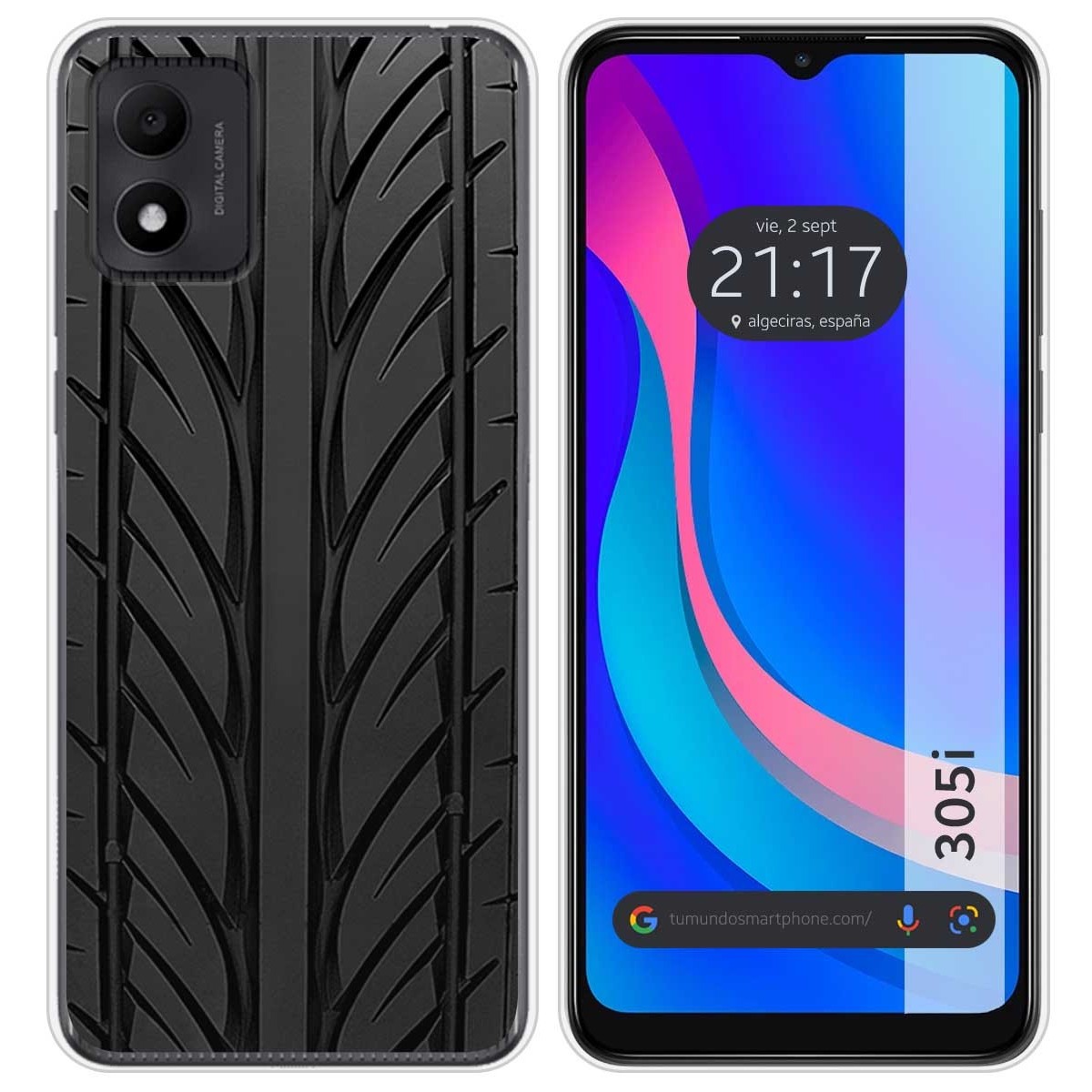 Funda Silicona para TCL 305i diseño Neumatico Dibujos