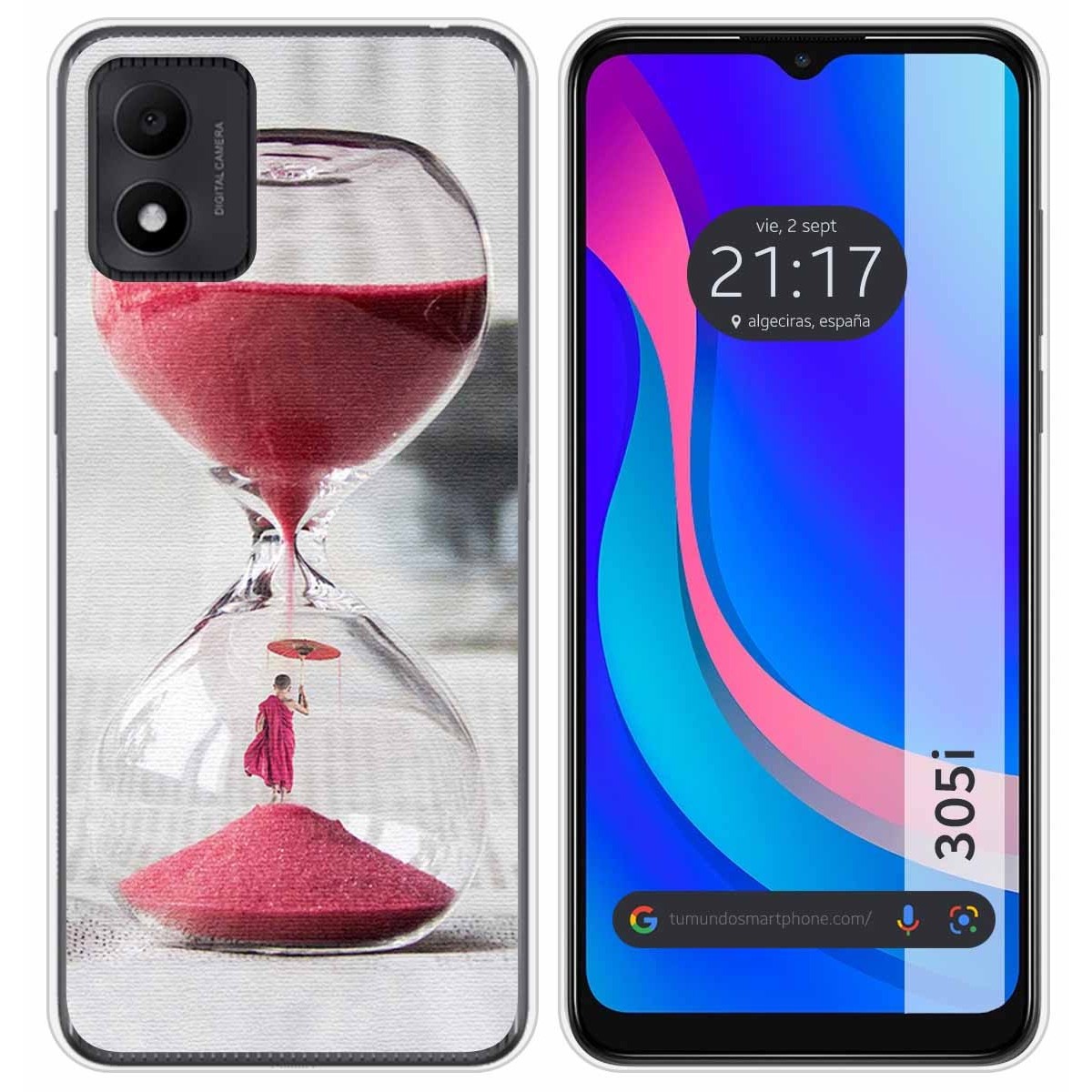Funda Silicona para TCL 305i diseño Reloj Dibujos