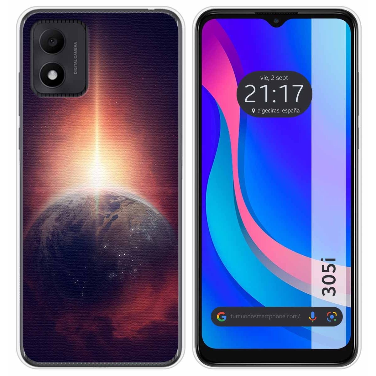 Funda Silicona para TCL 305i diseño Tierra Dibujos