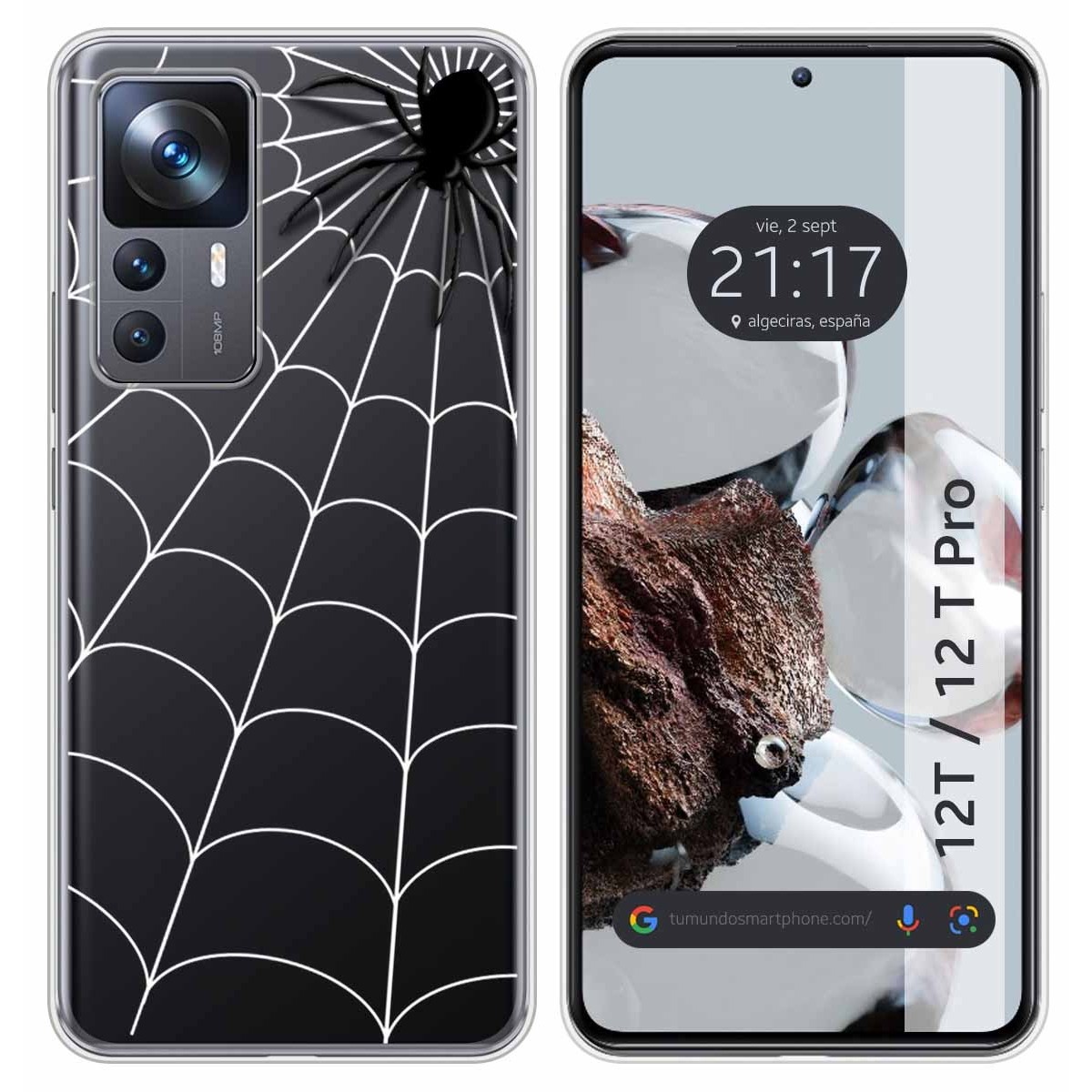 Funda Silicona Transparente para Xiaomi 12T / 12T Pro 5G diseño Araña Dibujos