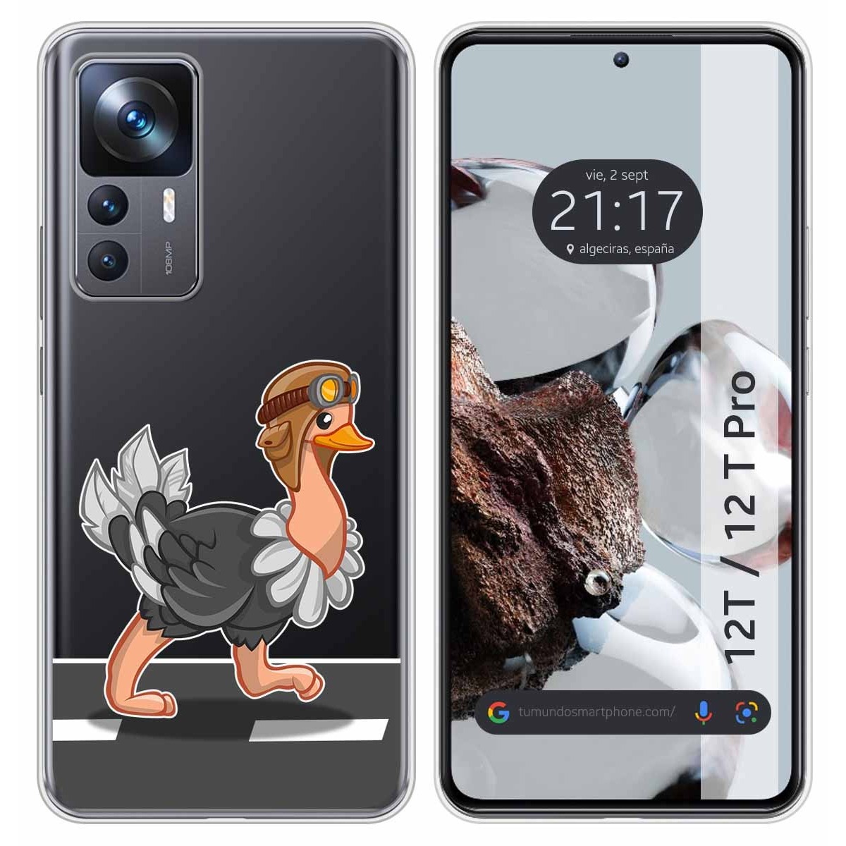Funda Silicona Transparente para Xiaomi 12T / 12T Pro 5G diseño Avestruz Dibujos