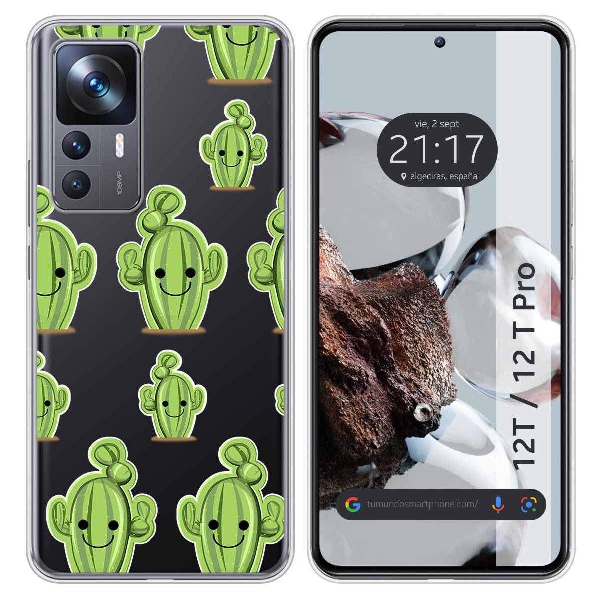 Funda Silicona Transparente para Xiaomi 12T / 12T Pro 5G diseño Cactus Dibujos