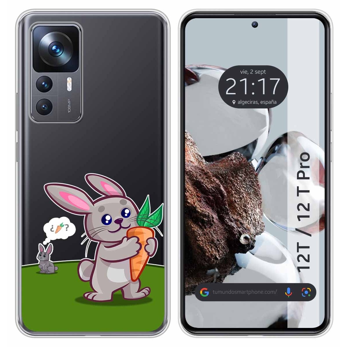 Funda Silicona Transparente para Xiaomi 12T / 12T Pro 5G diseño Conejo Dibujos
