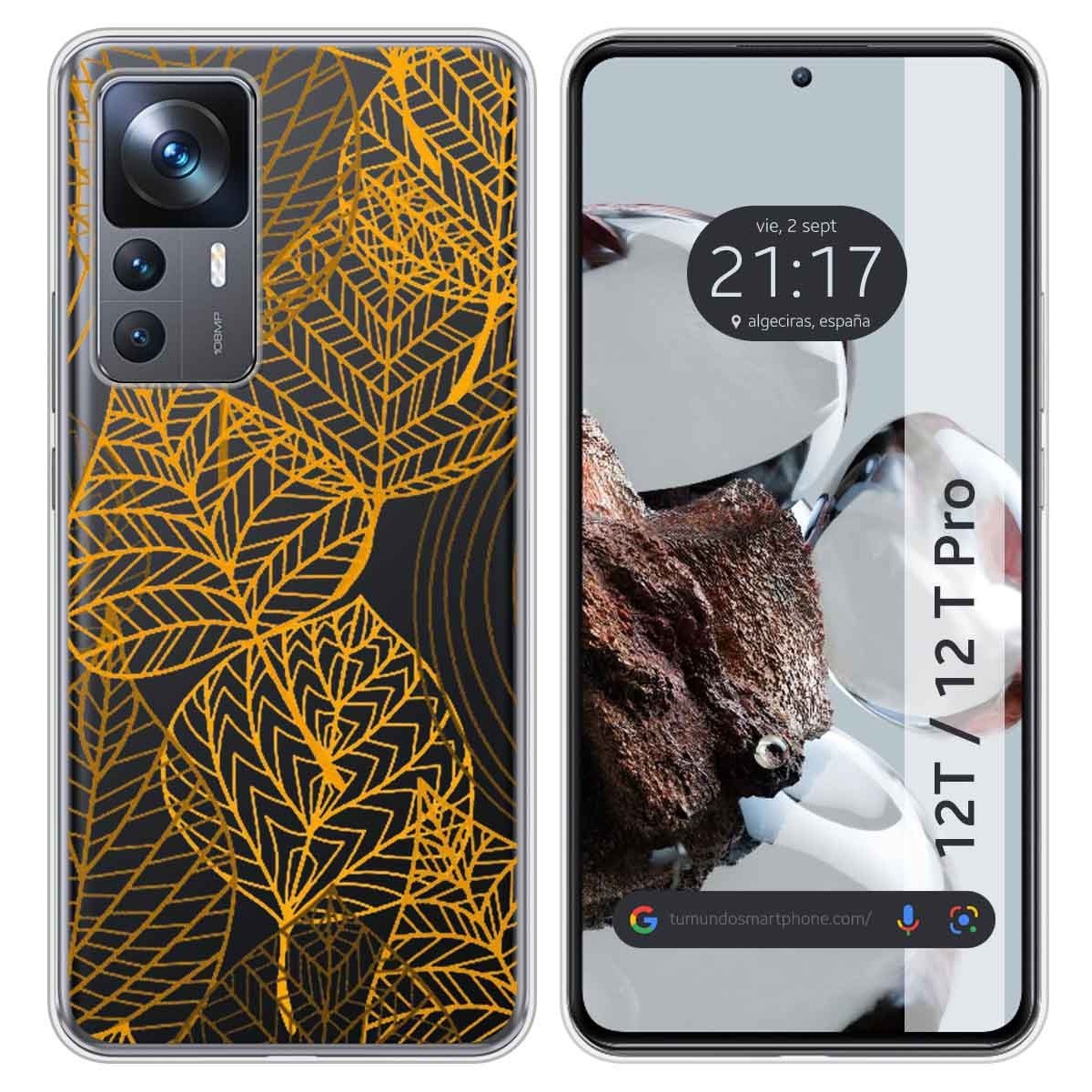 Funda Silicona Transparente para Xiaomi 12T / 12T Pro 5G diseño Hojas Dibujos