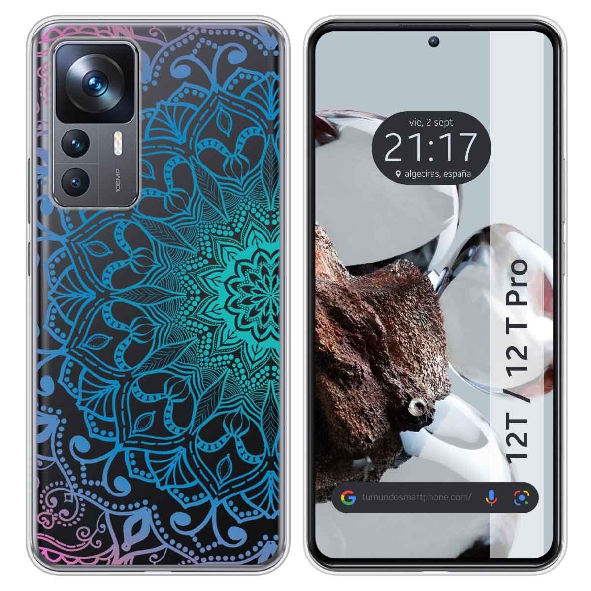 Funda Silicona Transparente para Xiaomi 12T / 12T Pro 5G diseño Mandala Dibujos