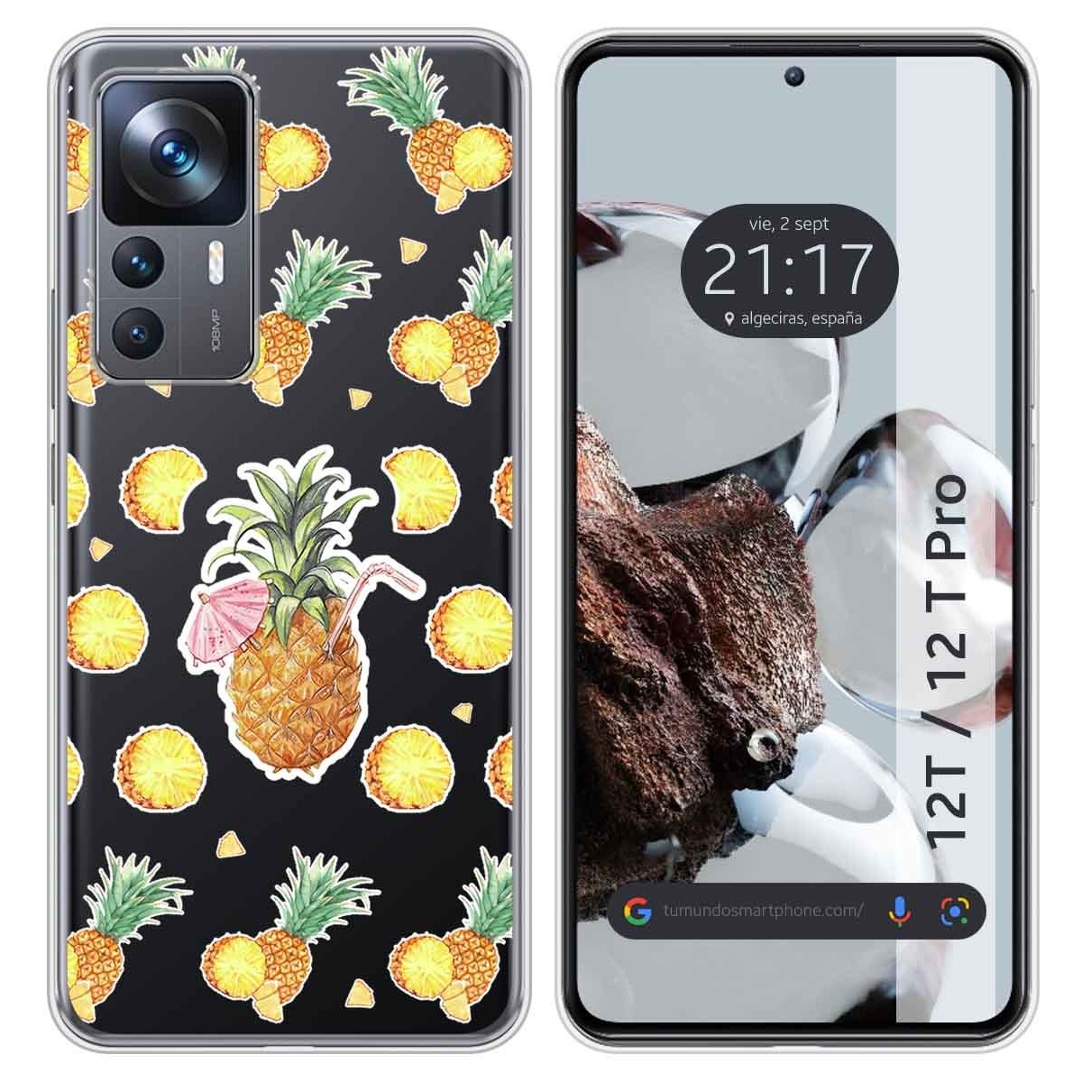 Funda Silicona Transparente para Xiaomi 12T / 12T Pro 5G diseño Piña Dibujos