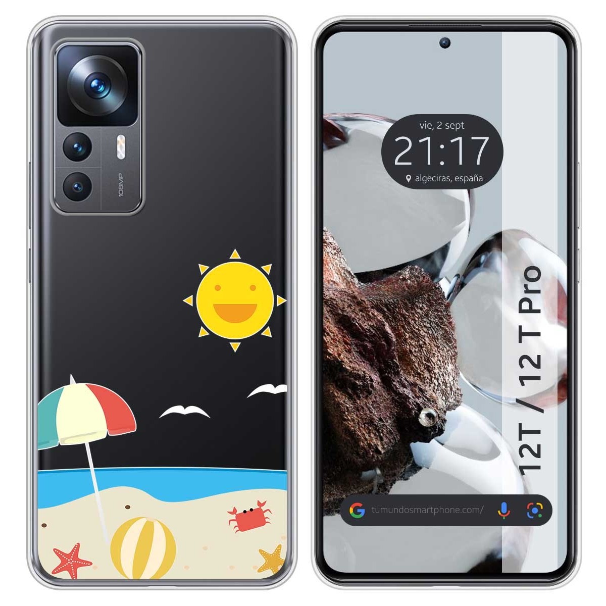 Funda Silicona Transparente para Xiaomi 12T / 12T Pro 5G diseño Playa Dibujos
