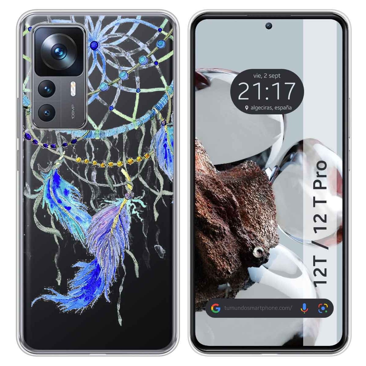 Funda Silicona Transparente para Xiaomi 12T / 12T Pro 5G diseño Plumas Dibujos