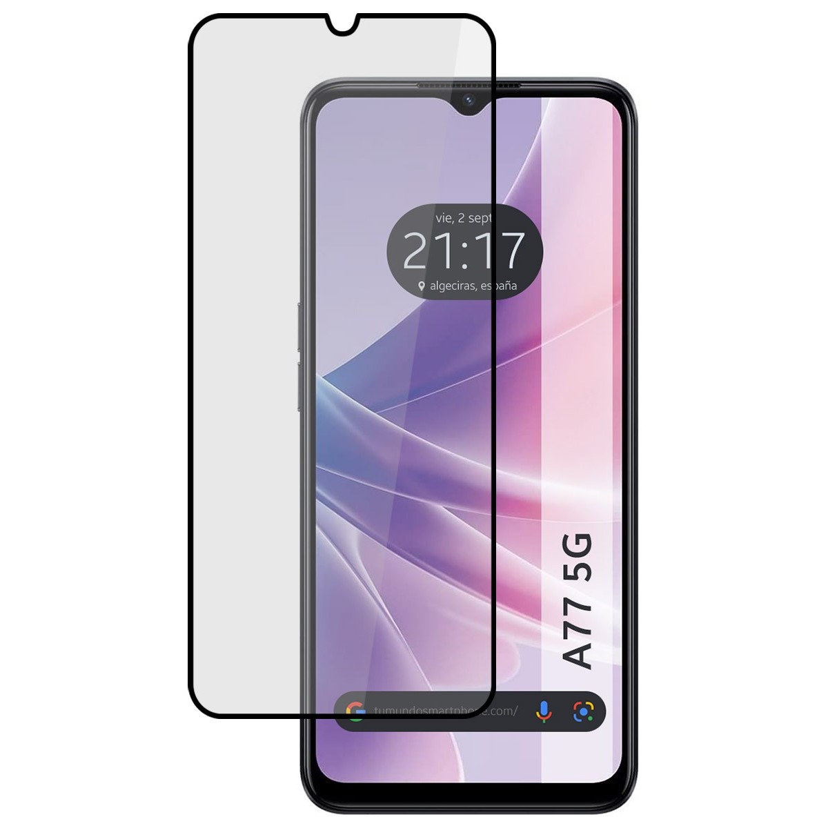 Protector Cristal Templado Completo 5D Full Glue Negro para Oppo A77 5G Vidrio