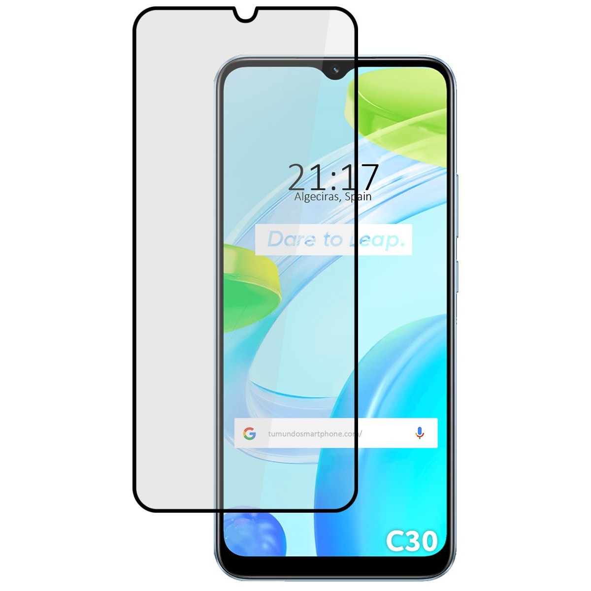 Protector Cristal Templado Completo 5D Full Glue Negro para Realme C30 Vidrio