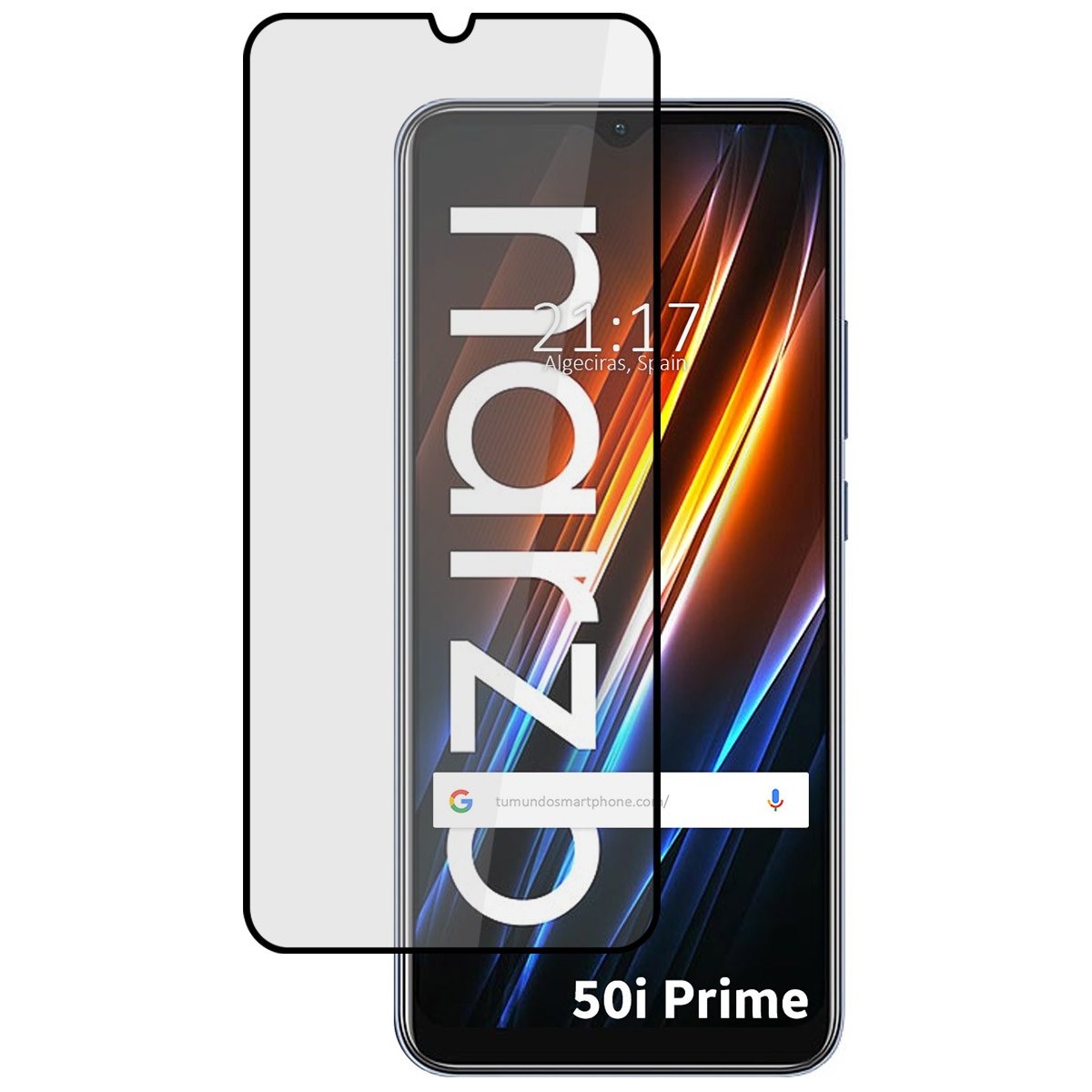 Protector Cristal Templado Completo 5D Full Glue Negro para Realme Narzo 50i Prime Vidrio