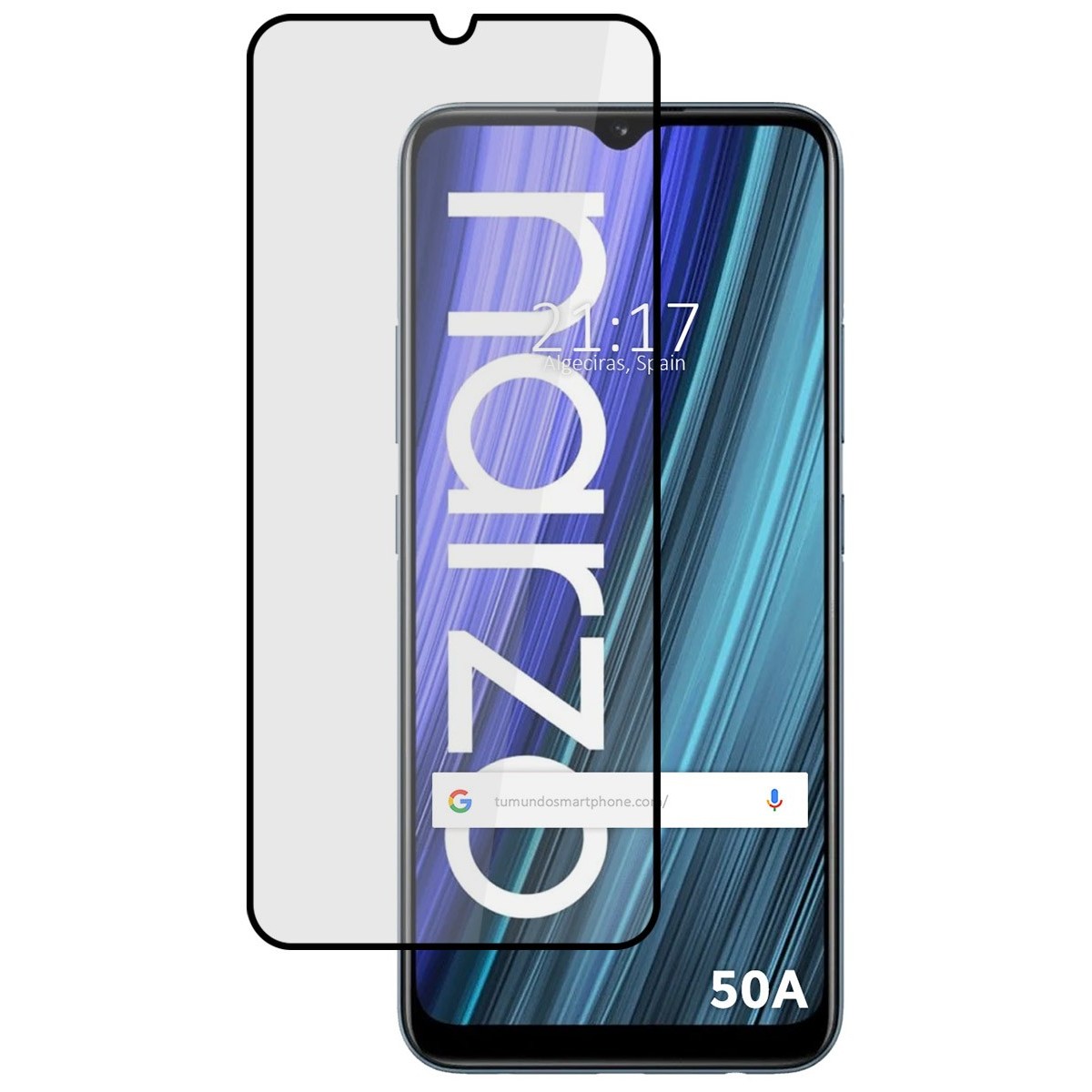 Protector Cristal Templado Completo 5D Full Glue Negro para Realme Narzo 50A Vidrio