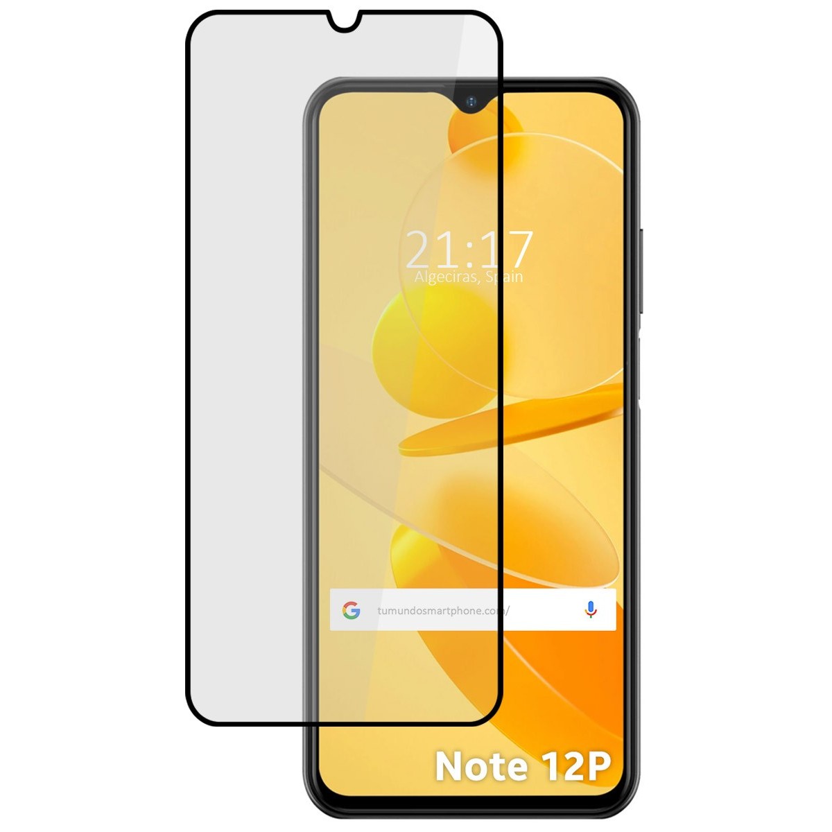 Protector Cristal Templado Completo 5D Full Glue Negro para Ulefone Note 12P Vidrio