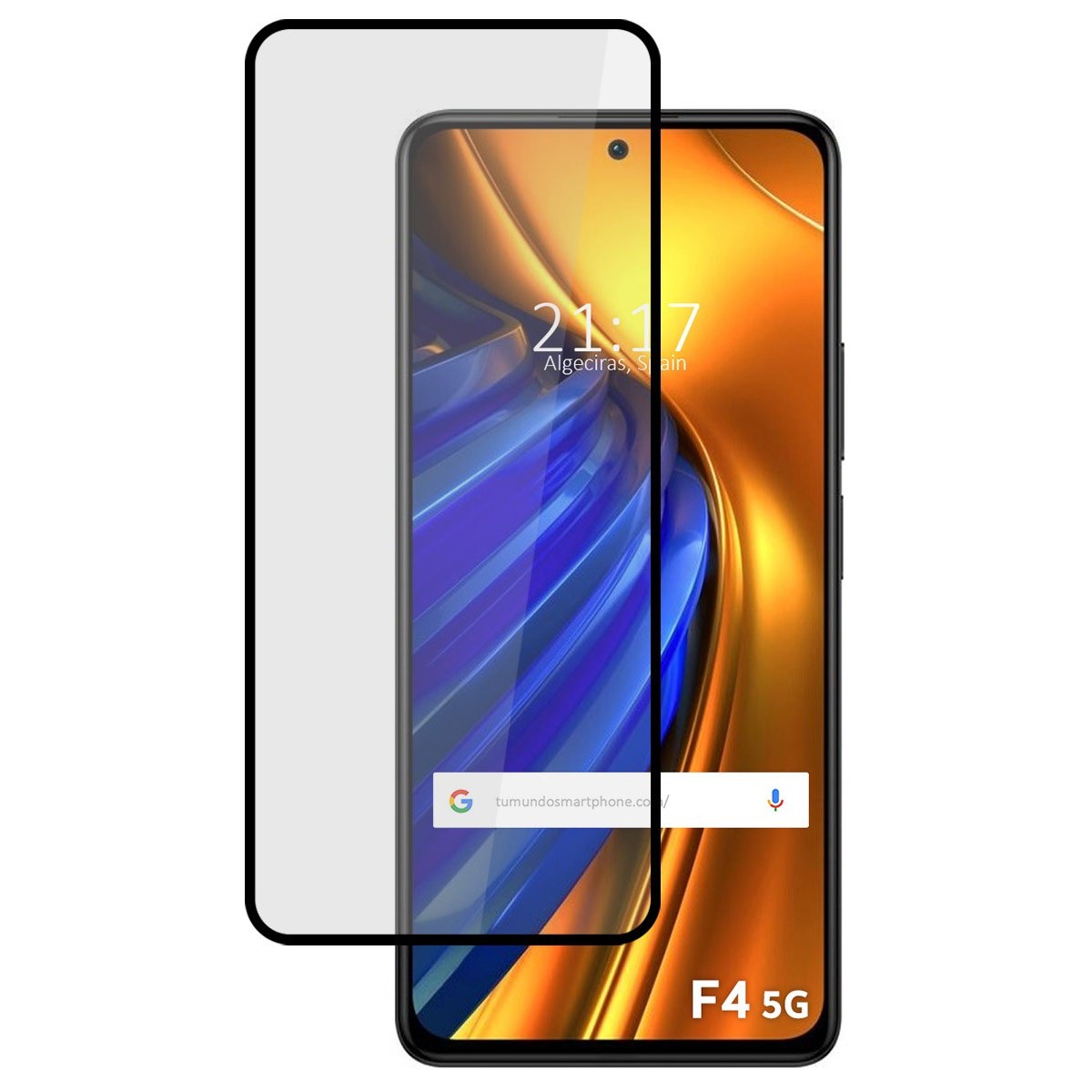 Protector Cristal Templado Completo 5D Full Glue Negro para Xiaomi Poco F4 5G Vidrio