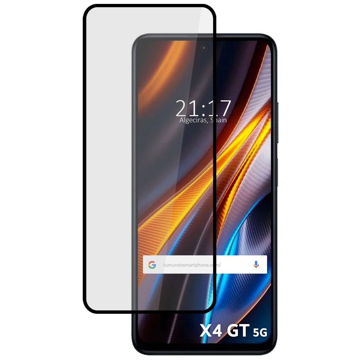 Protector Cristal Templado Completo 5D Full Glue Negro para Xiaomi Poco X4 GT 5G Vidrio