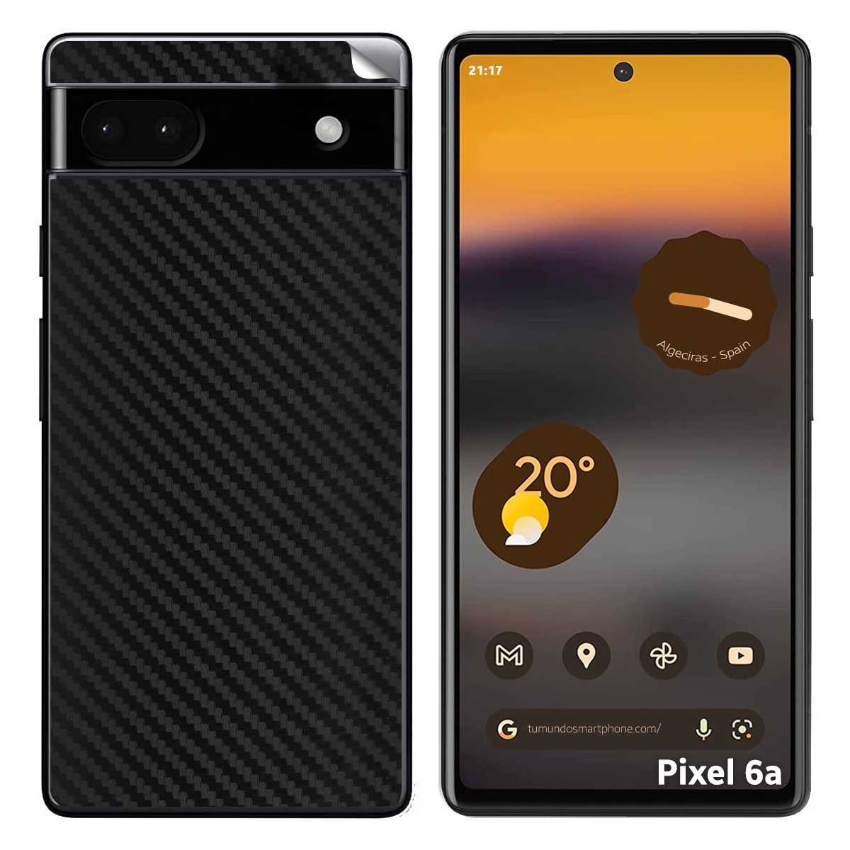 Pegatina Vinilo Autoadhesiva Textura Carbono para Google Pixel 6A