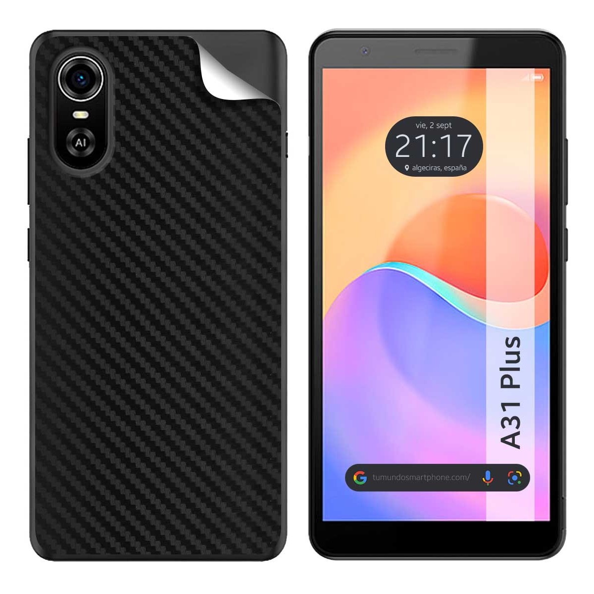 Pegatina Vinilo Autoadhesiva Textura Carbono para ZTE Blade A31 Plus