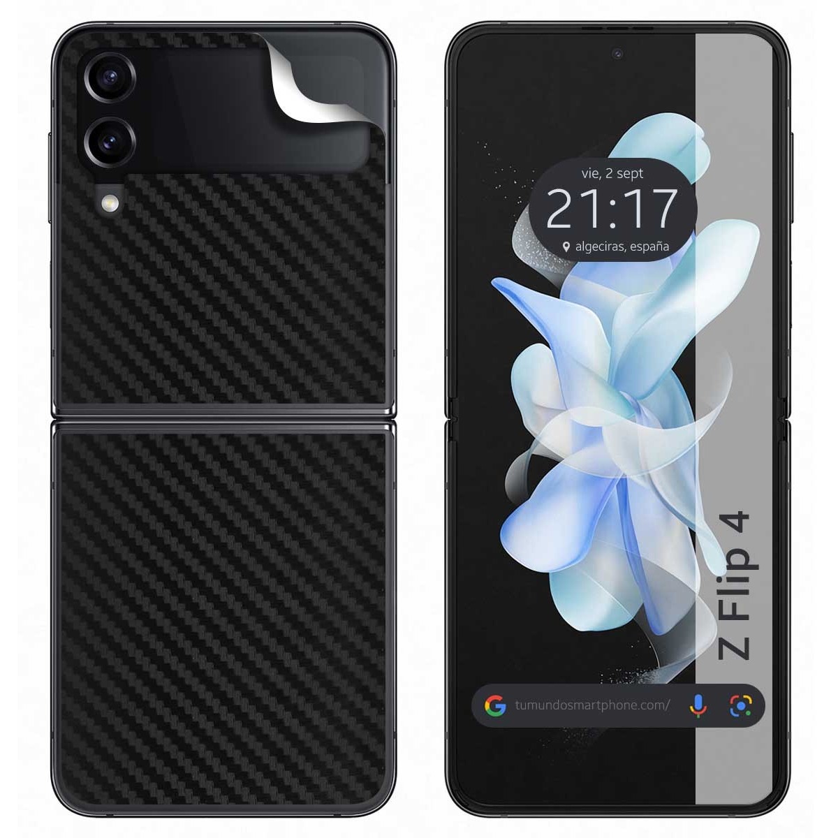 Pegatina Vinilo Autoadhesiva Textura Carbono para Samsung Galaxy Z Flip 4 5G