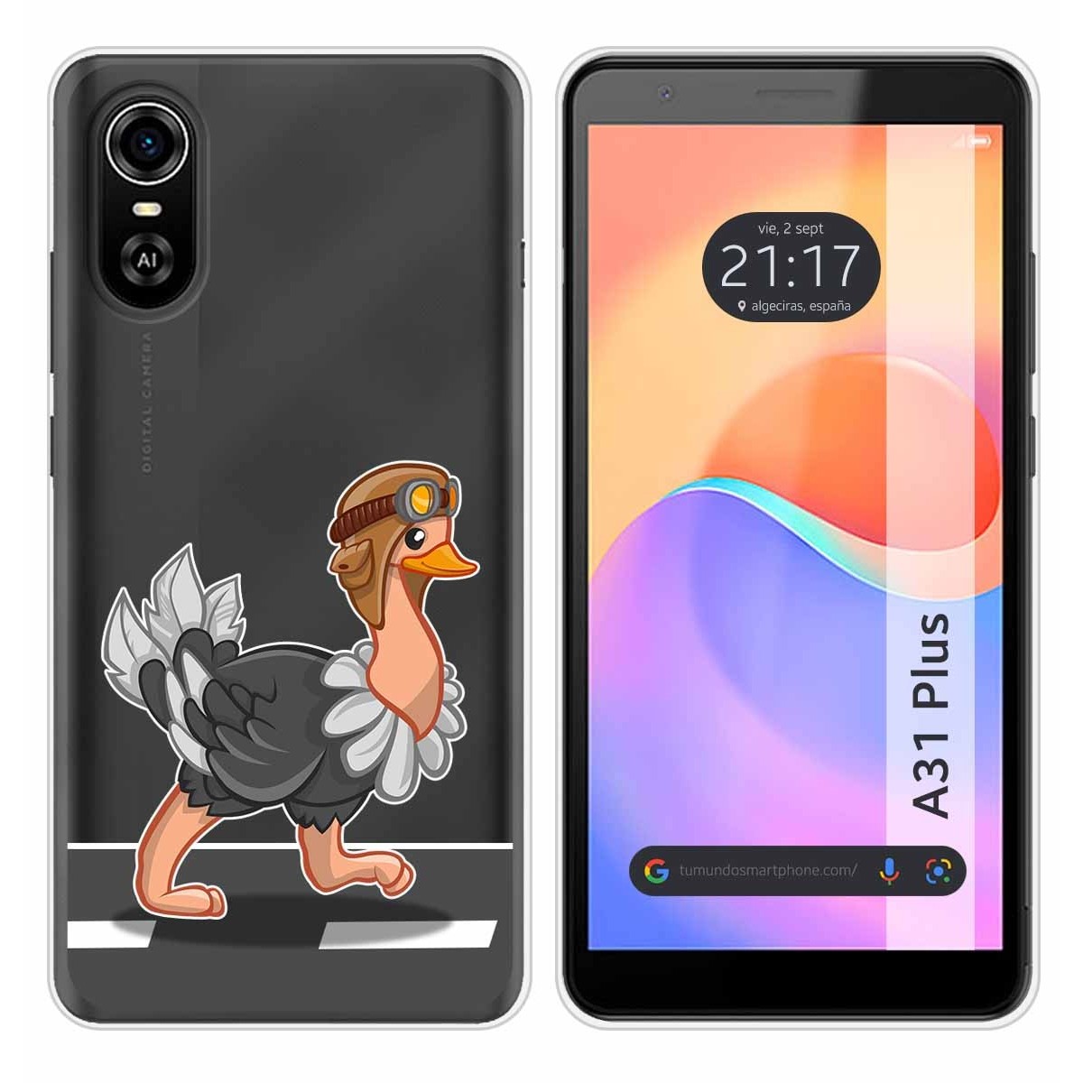Funda Silicona Transparente para ZTE Blade A31 Plus diseño Avestruz Dibujos