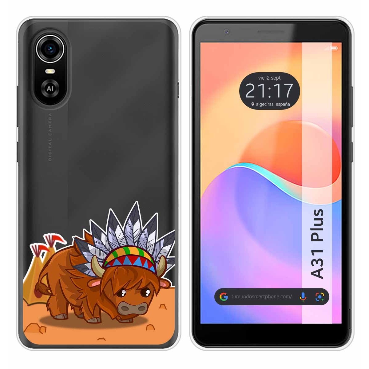 Funda Silicona Transparente para ZTE Blade A31 Plus diseño Bufalo Dibujos