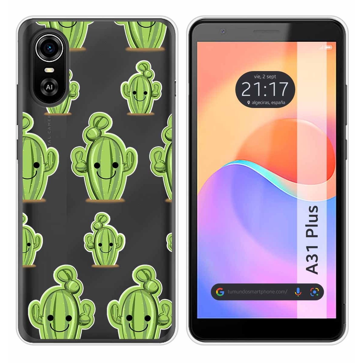 Funda Silicona Transparente para ZTE Blade A31 Plus diseño Cactus Dibujos
