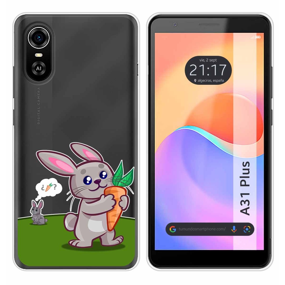 Funda Silicona Transparente para ZTE Blade A31 Plus diseño Conejo Dibujos