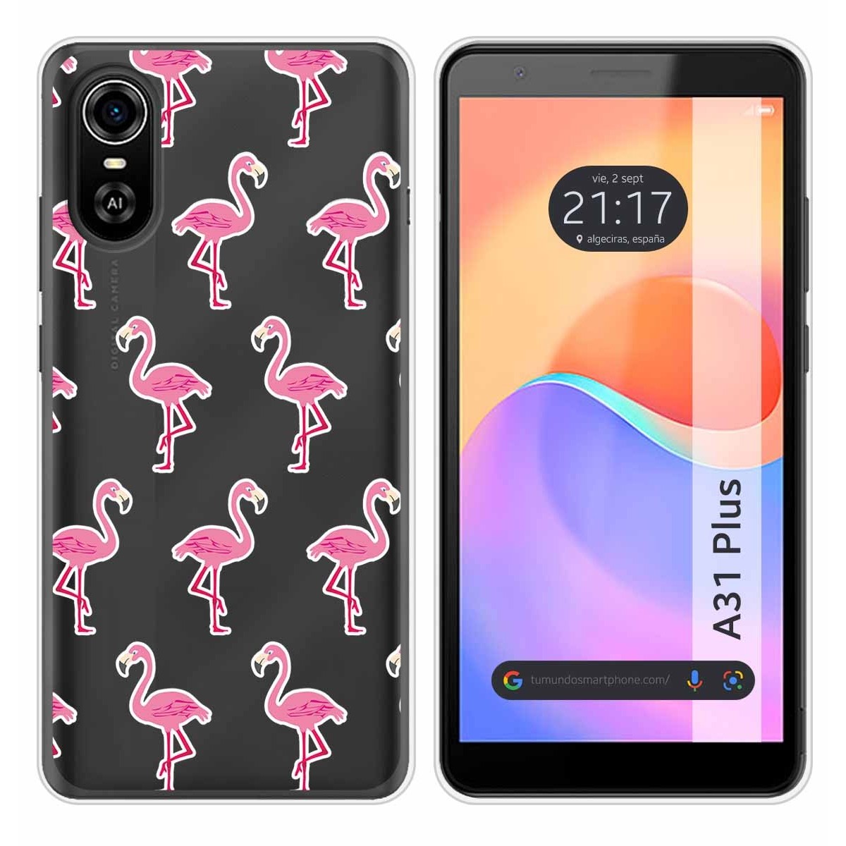 Funda Silicona Transparente para ZTE Blade A31 Plus diseño Flamenco Dibujos