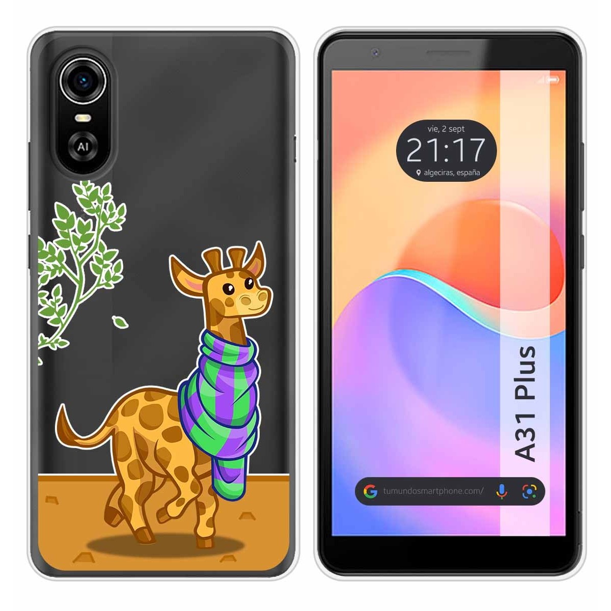 Funda Silicona Transparente para ZTE Blade A31 Plus diseño Jirafa Dibujos