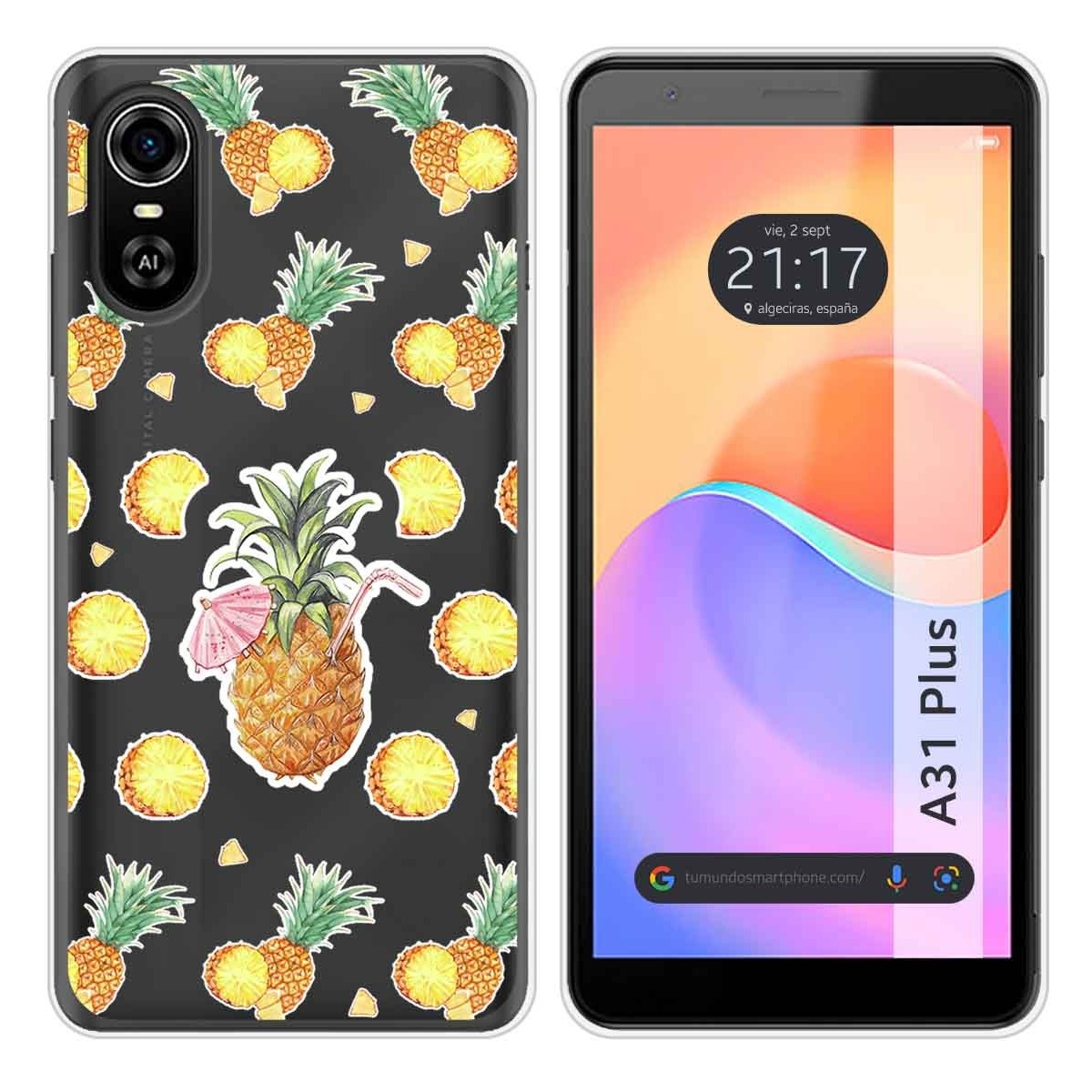 Funda Silicona Transparente para ZTE Blade A31 Plus diseño Piña Dibujos