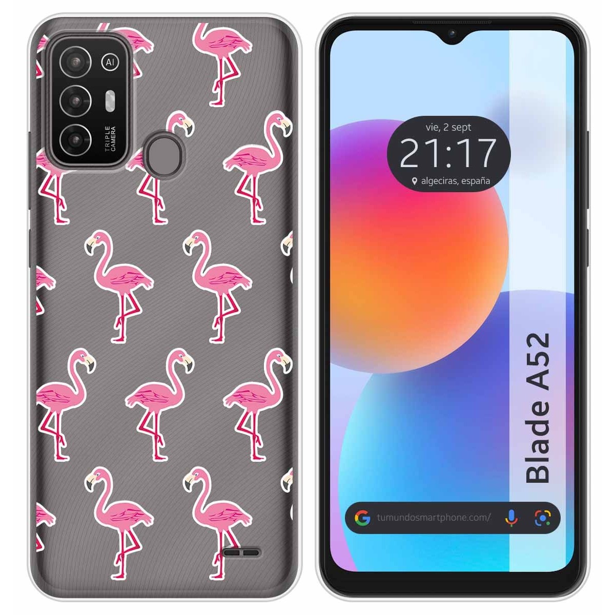 Funda Silicona Transparente para ZTE Blade A52 diseño Flamenco Dibujos