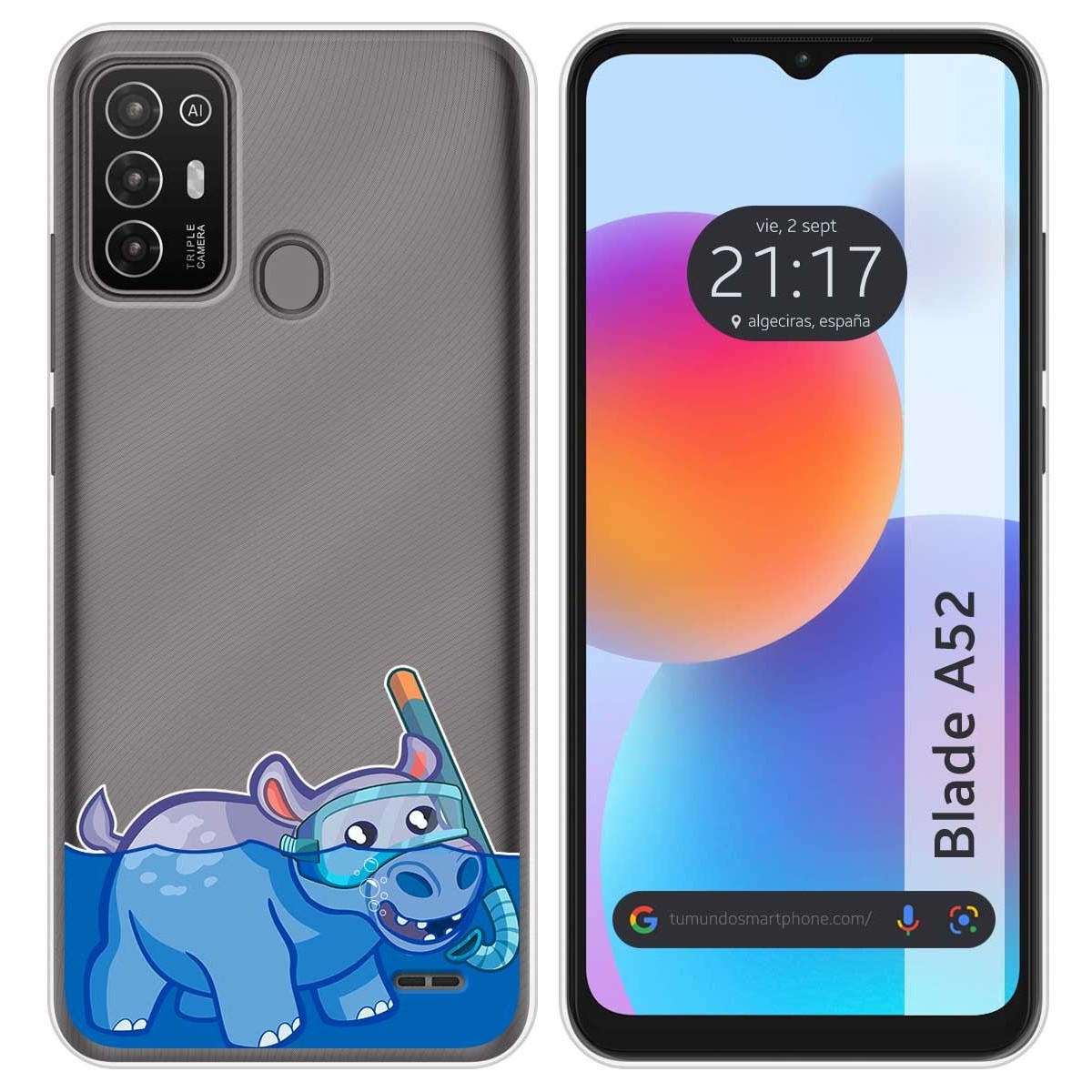 Funda Silicona Transparente para ZTE Blade A52 diseño Hipo Dibujos