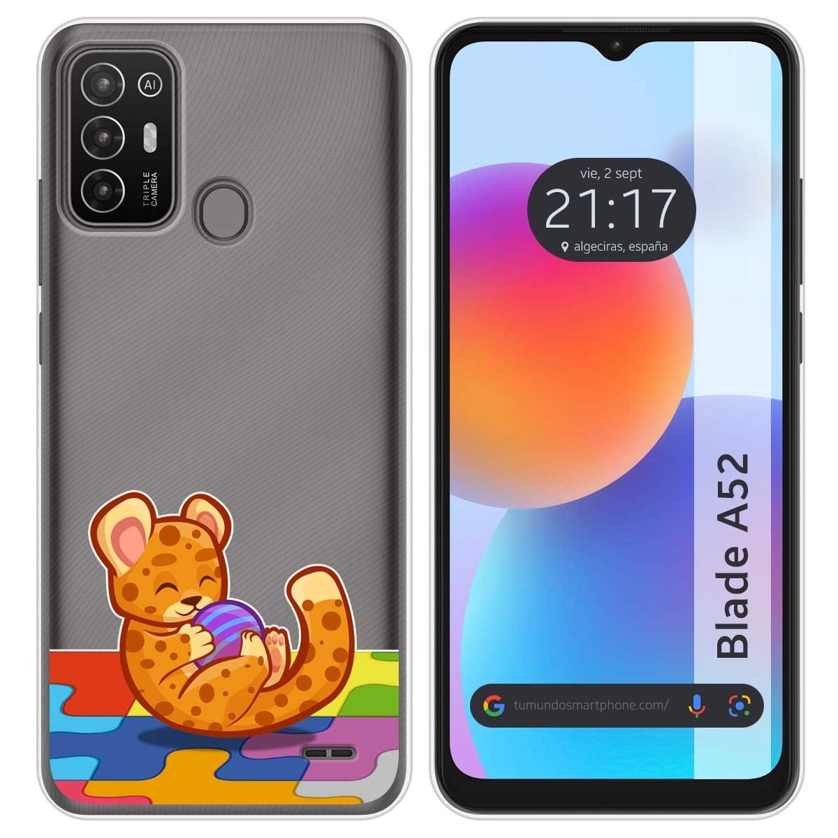 Funda Silicona Transparente para ZTE Blade A52 diseño Leopardo Dibujos
