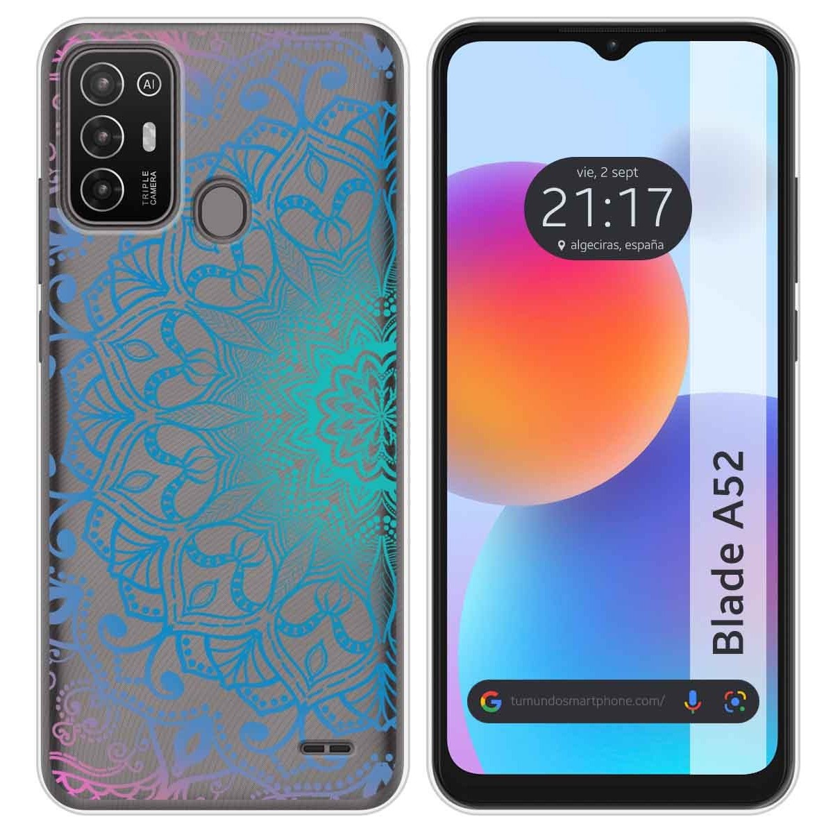 Funda Silicona Transparente para ZTE Blade A52 diseño Mandala Dibujos