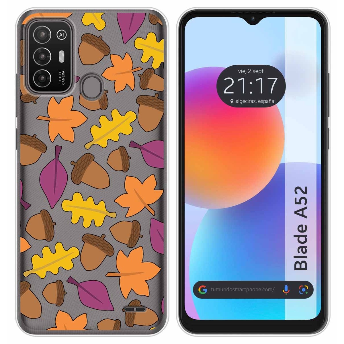 Funda Silicona Transparente para ZTE Blade A52 diseño Otoño Dibujos