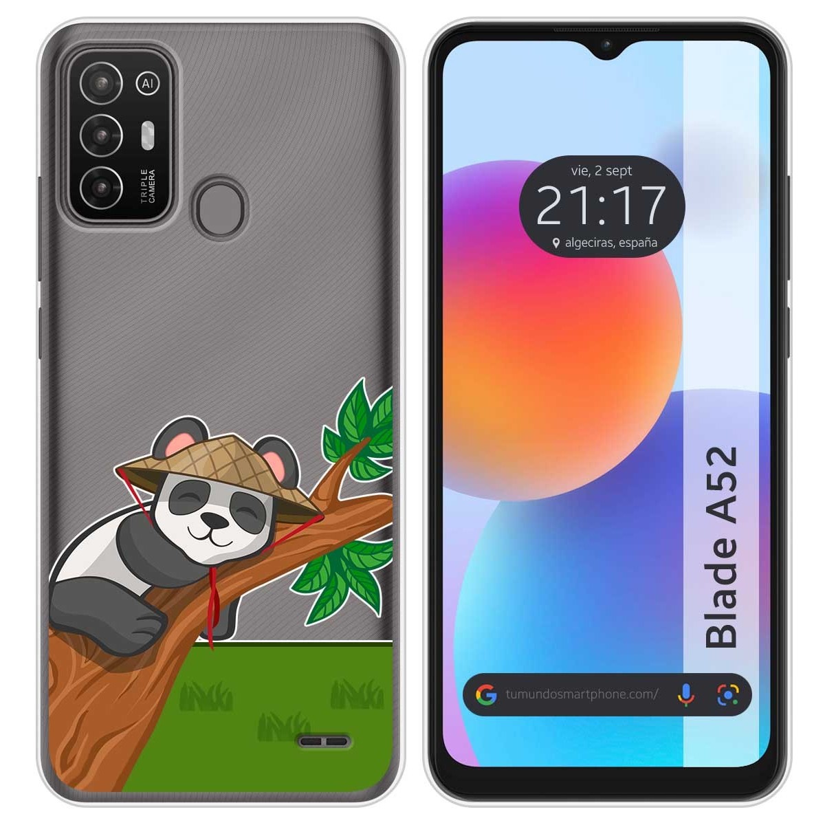 Funda Silicona Transparente para ZTE Blade A52 diseño Panda Dibujos