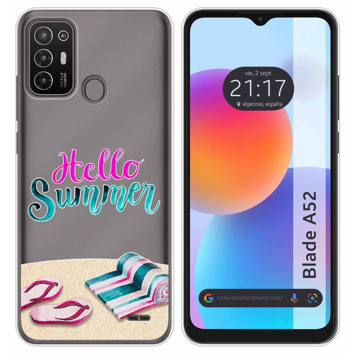 Funda Silicona Transparente para ZTE Blade A52 diseño Summer Dibujos