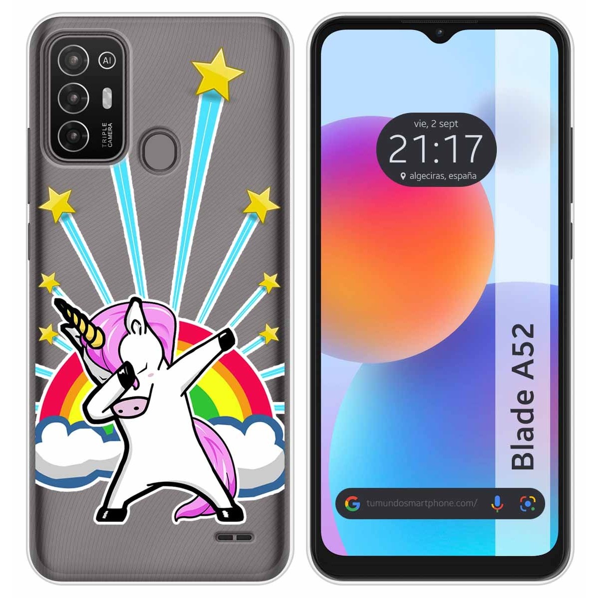 Funda Silicona Transparente para ZTE Blade A52 diseño Unicornio Dibujos
