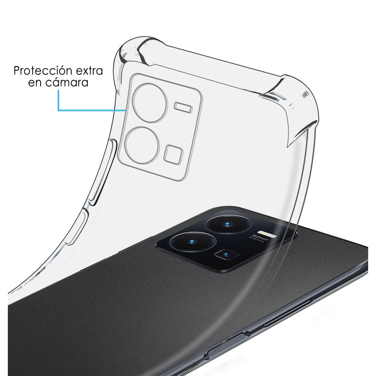 Funda Silicona Antigolpes Transparente para Vivo Y35