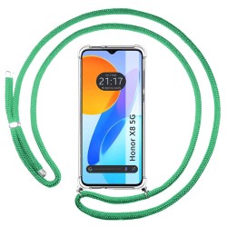 Funda Colgante Transparente para Huawei Honor X8 5G con Cordon Verde Agua
