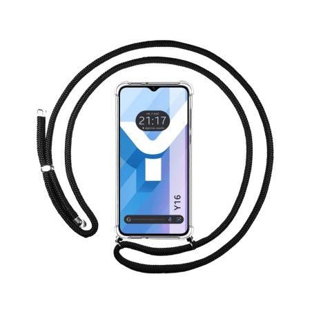 Funda Colgante Transparente para Vivo Y16 con Cordon Negro