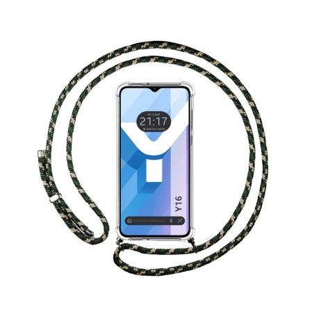 Funda Colgante Transparente para Vivo Y16 con Cordon Verde / Dorado