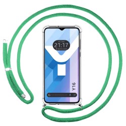 Funda Colgante Transparente para Vivo Y16 con Cordon Verde Agua