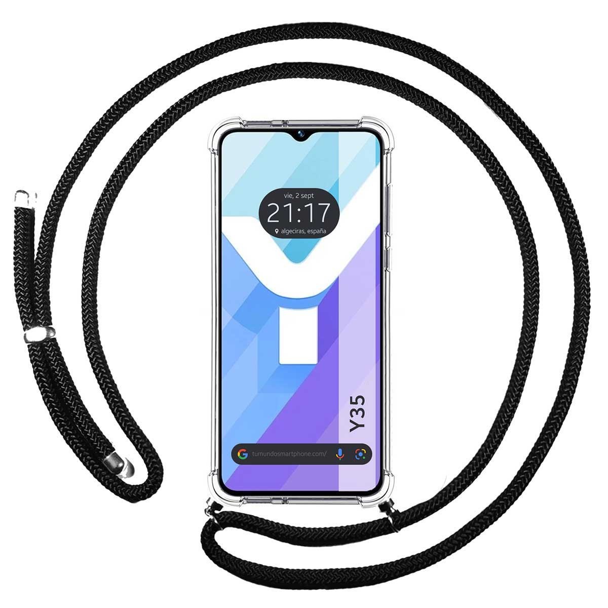 Funda Colgante Transparente para Vivo Y35 con Cordon Negro