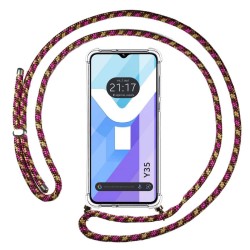 Funda Colgante Transparente para Vivo Y35 con Cordon Rosa / Dorado