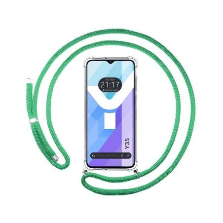 Funda Colgante Transparente para Vivo Y35 con Cordon Verde Agua