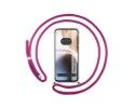 Funda Colgante Transparente para Motorola Moto G32 con Cordon Rosa Fucsia
