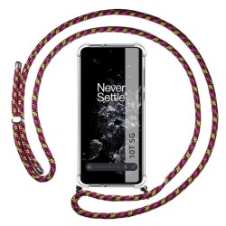 Funda Colgante Transparente para Oneplus 10T 5G con Cordon Rosa / Dorado