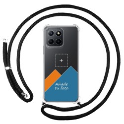Personaliza tu Funda Colgante Transparente para Huawei Honor X8 5G con Cordon Negro Dibujo Personalizada